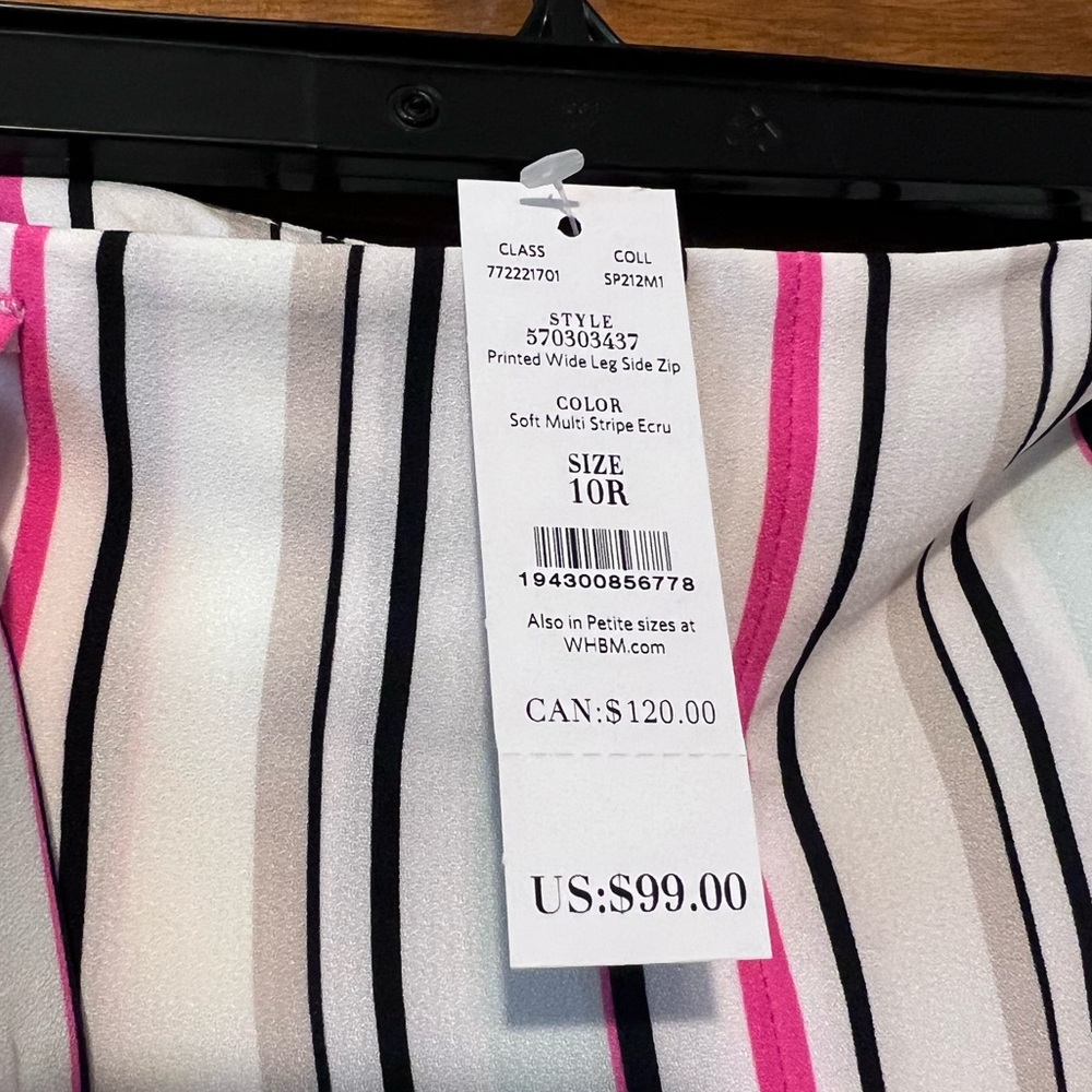 NWT White House Black Market Striped Wide-Leg Side-Zip Pants - Picture 7 of 8